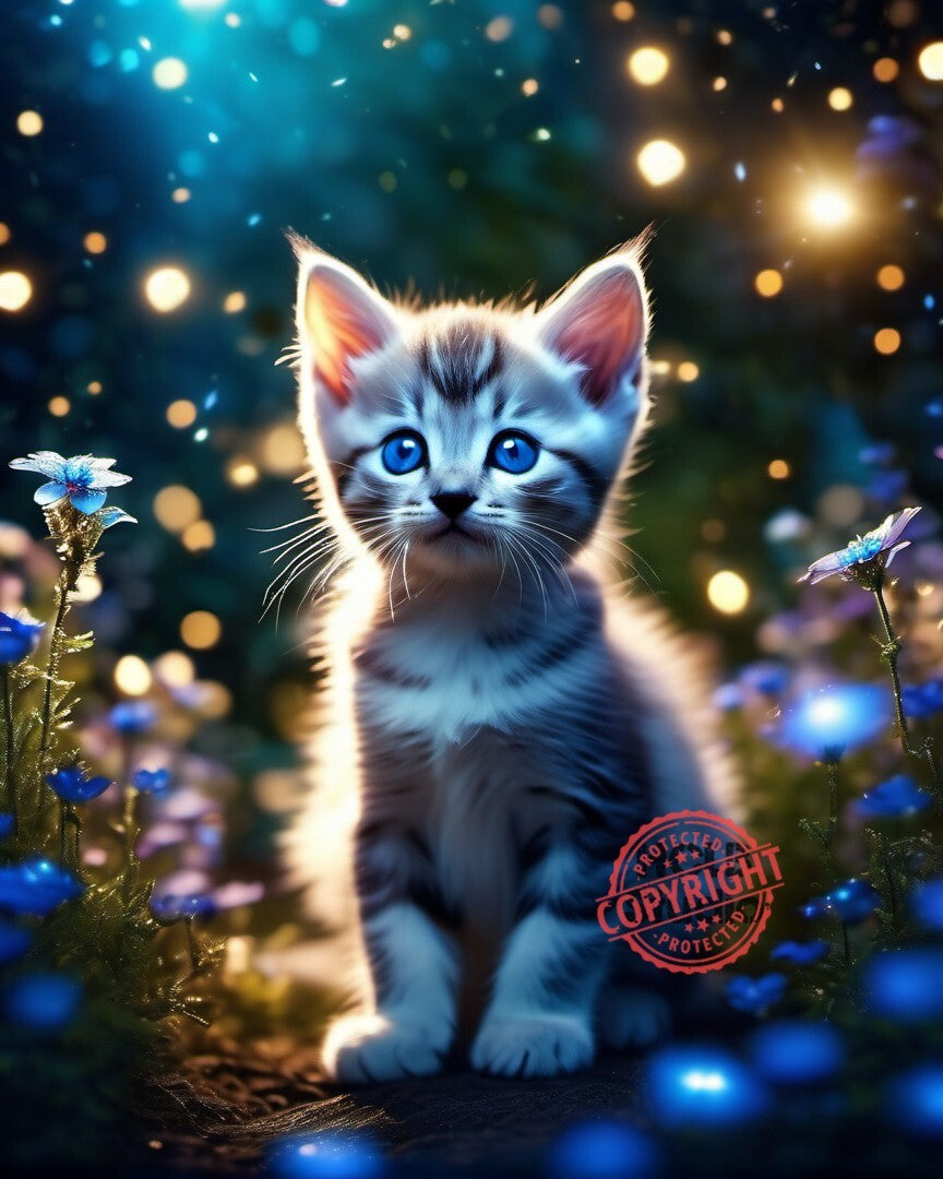 Cute Cats Digital Art - Whimsical Animal Portrait for Desktop Wallpaper