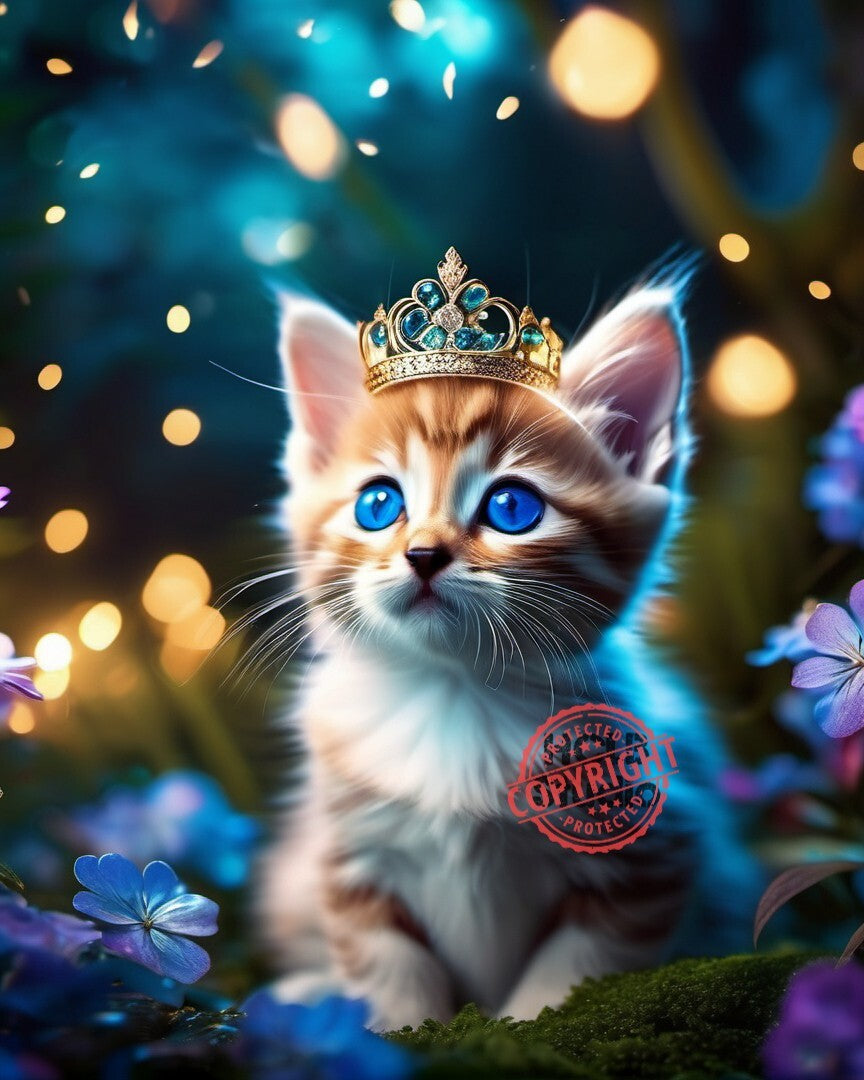 Cute Cats Digital Art - Whimsical Animal Portrait for Desktop Wallpaper